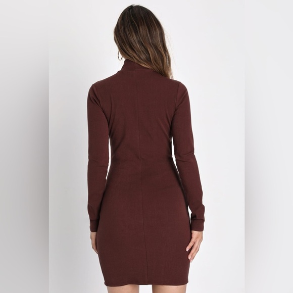 LULU’S SWEET SEASON RIBBED MOCK NECK LONG SLEEVE BODYCON DRESS - Picture 4 of 11